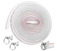 TranRantic Ø16mm PVC Pipe with Metal Clamps, 5m Transparent Plastic Tube | Flexible Braided Tube for Water Transfer, Plumbing, Clear Garden Water Hose for Irrigation, Air Conditioning Drain Hose