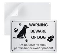 TranRantic 2 Pack Beware of The Dogs Sign Warning, 9.8x7.0 in Aluminum No Trespassing Beware Dog Warning Signs with 4 Pre-Drilled Holes, Rust Free Weatherproof Indoor and Outdoor Use