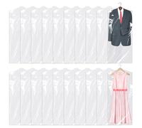 TranRantic 20 PCS Clear Dry Cleaning Bags, 60 * 150cm Plastic Clothes Covers Dustproof, Long Clothe Cover, Waterproof Clothes Covers Protector Bags Hanging, Garment Coat Bag for Shirts Gowns Dresses