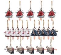 TranRantic 20 Pcs Small Angel Christmas Tree Pendant, Wooden Angel Christmas Ornament, Guardian Angels Christmas Tree Decorations with String, Decoration New Year's Eve Lucky Charm (Four Styles)