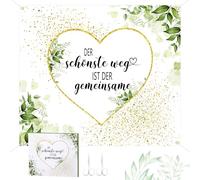 TranRantic 200x180cm Wedding Heart-Shaped Large Banner, Bed Sheet Wedding Heart Cut Out Including 2 Scissors and Ropes, Wedding Game for Bride and Groom, Decoration and Gift (Green)