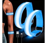 TranRantic 2Pcs LED Light Up Armbands Rechargeable, Reflective Running Gear | High Visibility Armbands with Flashing Lights, Running Safety Lights for Night Runners Jogging Dog Walking