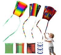 TranRantic 3 Pcs Pocket Kites for Children, Rainbow Kite for Boys Girls with Long Tails, Colorful Pocket Kites for Beach Game Summer Outdoor, Simple Kids Kite for Children & Adults(3 Styles)
