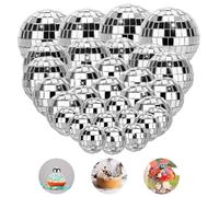 TranRantic 32 Pcs Disco Mirror Balls Cake Decoration, 4 Sizes Shiny Disco Ball Cake Topper, Mini Disco Party Decorations, Reusable Disco Ball Decorations for Disco Theme Party and Cake