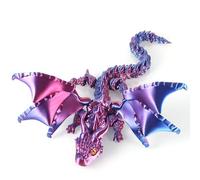 TranRantic 3D Printed Dragon, 40cm Bendable and Flexible Large Dragon, Dazzling Gradient Articulated Wyrm Toys, Gem Serpent Figure for Home Office Decor (Laser Violet)