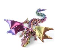 TranRantic 3D Printed Dragon, 40cm Bendable and Flexible Large Dragon, Dazzling Gradient Articulated Wyrm Toys, Gem Serpent Figure for Home Office Decor (Dazzling Color)