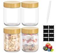 TranRantic 4 Pack Overnight Oats Glass Jars with Airtight Screw Lids, 16OZ Meal Prep Glass Container for Cereal, Yogurt, Jam, Salad Dressing & Food Storage, BPA-Free