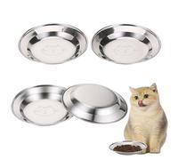 TranRantic 4 Pack Stainless Steel Cat Bowl, Whisker Friendly Cat Food Bowl, 16cm Shallow Wide Kitten Bowls for Food and Water, Metal Cat Plates for Puppy, Small Dogs, Rabbits (Smiley Cat Pattern)