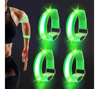 TranRantic 4 Pcs LED Light Up Armbands, Reflective Wristbands with Flashing Lights, Running Safety Lights for Night Runners Jogging Dog Walking, Glow in The Dark Bracelets for Party(Green)