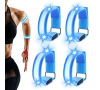 TranRantic 4 Pcs LED Light Up Armbands, Reflective Wristbands with Flashing Lights, Running Safety Lights for Night Runners Jogging Dog Walking, Glow in The Dark Bracelets for Party(Blue)