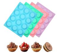 Tranrantic 4 Pcs Silicone Chocolate Baking Moulds, Peanut Butter Cup Mould, Reusable Cupcake Moulds for Chocolate, Easy Demolding Silicone Muffin Trays for Sweet,Jelly, Cupcake(Blue+Green+Pink+Purple)