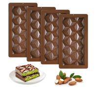 TranRantic 4PCS Chocolate Bar Molds, Silicone Chocolates Bar Molds, Easy Release and Durable Deep Chocolate Mold for Dubai Chocolates DIY Pistachios Bar Kitchen Baking