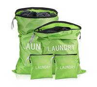 TranRantic 4Pcs Travel Laundry Bag, Waterproof Laundry Bag Dirty Clothes, 3 Sizes Wet Bags for Swimming Yoga Workout, Foldable Laundry Bags for Travelling Family Vacation (Green)