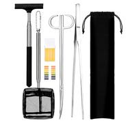 TranRantic 6 in 1 Aquascaping Tool Kit, Stainless Steel Aquarium Tweezers, Curved Scissors & Algae Spatula for Fish Tank Cleaning and Aquatic Plant Landscaping (Silver)