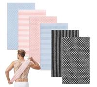 TranRantic 6 Pcs Exfoliating Shower Towel, 100cm Extra Long Japanese Exfoliating Cloth, Back Scrubbers for Use in Shower, Bathing Accessories for Back Scrubbing Cleaning Dirt and Dead Skin(3 Colors)