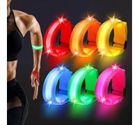 TranRantic 6 Pcs LED Light Up Armbands, Reflective Wristbands with Flashing Lights, Running Safety Lights for Night Runners Jogging Dog Walking, Glow in The Dark Bracelets for Party(6 Colors)
