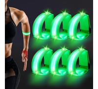 TranRantic 6 Pcs LED Light Up Armbands, Reflective Wristbands with Flashing Lights, Running Safety Lights for Night Runners Jogging Dog Walking, Glow in The Dark Bracelets for Party(Green)