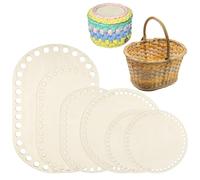 TranRantic 6 PCS Wooden Basket Bottoms Kit,Blank Crochet Basket Base,Macrame Board for Knitting Basket,Oval and Circle Crochet Bag Base,Basket Weaving Kit for DIY,Basket Craft,Weaving(5 Shape)