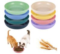 TranRantic 8 Pcs Cat Bowls Whisker Friendly, Durable Wide Shallow Cat Food and Water Bowl, Wheat Straw Pet Bowls for Kittens and Short Legged Cats(8 Colours)