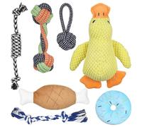 TranRantic Dog Toys for Small Dogs 7 Pack, Puppy Teething Chew Toys Bundle from 8 Weeks with Plush Duck, Rope & Squeaky Toy Set, Interactive Puppy Dog Toy for Relief Boredom