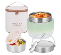 TranRantic Food Flask for Adults,1.2L Large Food Flask Capacity, Stainless Steel Double Walled Insulated Food Container, Leakproof Soup Jar with Insulated Bag and Spoon, Adults Food Jar for Hot Meals