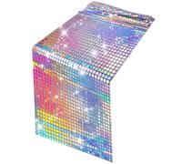 TranRantic Glitter Disco Party Table Runner, 30x275cm Coloured Party Tablecloth, Mirror Glitter Table Runner for 70s 80s Disco Theme Party, Disco Decoration for Dance Party Birthday Wedding(Colorful)