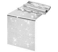 TranRantic Glitter Disco Party Table Runner, 30x275cm Silver Party Tablecloth, Mirror Glitter Table Runner for 70s 80s Disco Theme Party, Disco Decoration for Dance Party, Birthday, Wedding (Silver)