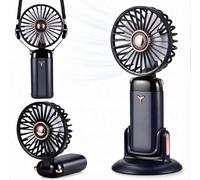 TranRantic Handheld Portable Fan, USB Hand Held Fans Rechargeable with 5 Speed, Up to 15H Max, Foldable Travel Battery Fans with Lanyard Base, Mini Electric Desk Fan for Home Office Outdoor(DarkBlue)