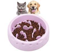 TranRantic Slow Feeder Dog Bowl, Slow Eating Dog Bowl with Non-Slip Suction Base and Spiral Maze Design, Silicone Safe Pet Bowl for Pet Cat & Dogs Healthy Eating Digestion and Reduce Bloating (Lilac)