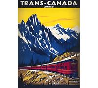 Trans Canada Train Traveling Poster - A4 Wall Art, Wanderlust Print, Inspirational World Map, Vintage City, Retro Poster, Home Decor for Living Room, Office, Gift Idea for Travel Lovers