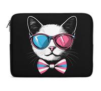 Trans Cat with Glasses Trendy Laptop Bag Computer Carrying Case Lightweight Briefcases for Working