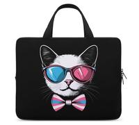 Trans Cat with Glasses Trendy Laptop Bag with Handle Computer Carrying Case Lightweight Briefcases for Working