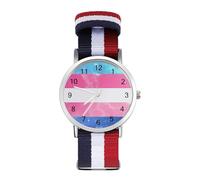 Trans Flag LGBTQ G-alaxy Classic Braided Strap Watches for Women Trendy Quartz Watch