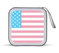 Trans Flag of U.S. Funny CD Holder 40 Capacity DVD Case Disc Protective Storage Organizer Bag for Car Home Travel