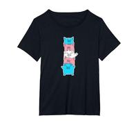 Trans Flag Pig Design for Proud Trans People T-Shirt, Women's Plus, Black, 3X