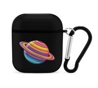 Trans Flag Saturn Human Rights LGBTQ Case Cover Compatible with AirPods 1&2 Protective PC Shell Carrying Case with Keychain