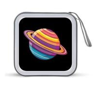 Trans Flag Saturn Human Rights LGBTQ CD Case Holder Portable 40 Capacity DVD Wallet Storage Organizer for Car Travel