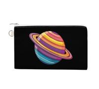 Trans Flag Saturn Human Rights LGBTQ Coin Purse Fashion Canvas Pouch Portable Wallet Makeup Bag for Men Women