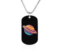 Trans Flag Saturn Human Rights LGBTQ Titanium-Steel Necklace Adjustable Pendant Jewelry for Women Men Gifts