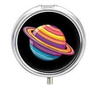 Trans Flag Saturn Human Rights LGBTQ Travel Pill Organizer Portable Pill Case Small Pill Box for Purse Pocket