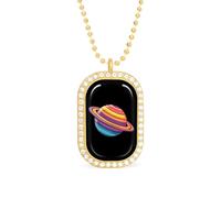 Trans Flag Saturn Human Rights LGBTQ Womens Necklace Adjustable Jewelry Chain Pendant for Travel Party Golden-style