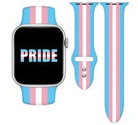 Trans LGBTQ TS Pride Watch Band Compatible with Apple Watch 38mm 40mm 41mm 42mm Women Men Replaceable Silicone Smartwatch Straps for iWatch Series SE 10 9 8 7 6 5 4 3 2 1
