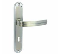 TRANS - PAL Interior Door Handle on Long Backplate BB 72mm Silver Aluminium