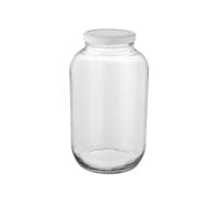 TRANS - PAL Large Vintage Glass Jar with Decorative Metal Lid - 4.25L Airtight Storage Container for Dry Food, Pickles, Preserves - Kitchen & Home Decorative Storage