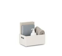 TRANS - PAL Large White Wooden Open Storage Box - 30x20x13.5 cm - Pine Crate Without Lid - Cut-Out Handles - Yarn, Sewing, Craft Organizer - Natural Rustic Design