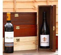 TRANS - PAL Luxury Wooden Gift Box for Wine, Champagne or Whisky, Cherry or Natural Finish, Single Bottle 35 x 11 cm FREE FILLING (Cherry)