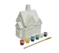 TRANS - PAL Paint Your Own Christmas Decoration Arts Set, Gingerbread Man, Santa's House or 8 Christmas Tree Decorations (Santa's House)