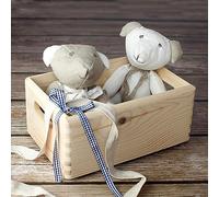 TRANS - PAL Wood Storage Box with Handles - L30 x W20 x H13.8cm / 11.81 x 7.87 x 5.43 Inches - Home, Office, Kitchen & Bathroom Organising Bin - Stackable Wooden Pantry, Cupboard & Shelf Organiser