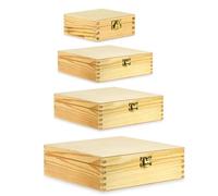 TRANS - PAL Wooden Storage Box with Hinged Lid and Locking Clasp - Natural Finish Keepsake Chest, DIY Craft Box or Jewelry Organizer (X Large)