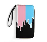 Trans Pride Color Melting Flag LGBT Womens Long Wallet Wristlet Clutch Purse